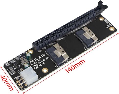 JMT 2Port SlimSAS 8i x2 to PCIe4.0/3.0 x16 Slot Adapter Card SFF8654 Riser Card for Network Card Graphics Video Card GPU (PCIe3.0 JHHP1A) in Kuwait