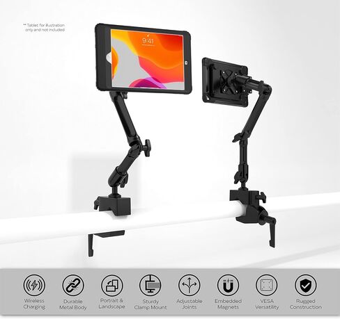 حامل CTA الرقمي لجهاز iPad الجيل العاشر - حامل مشبك مرن مع حقيبة شحن حثي لاسلكية للمكاتب - الأعمدة - iPad الجيل العاشر 10.9 بوصة والمزيد - أسود (PAD-CFCICCS) in Saudi Arabia