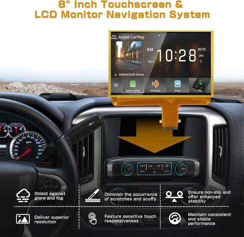 8" Inch Touchscreen & LCD Monitor Navigation System Compatible with Chevrolet Silverado Suburban Tahoe & GMC Yukon Sierra 2015-2018 Direct Replacement for DJ080PA-01A and DJ080EA-01B in Saudi Arabia