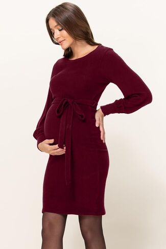 LaClef Womens Sweater Knit Maternity Dress with Belt in Kuwait