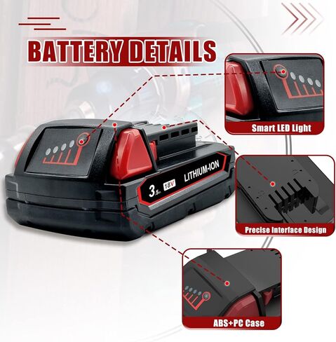 2Pack 18V 3.5Ah Replacement for Milwaukee M18 Battery, Compatible with Milwaukee 18V Battery 48.11.1815 48-11-1820 48-11-1828 48-11-1840 48-11-1850 48-11-1852 in Kuwait