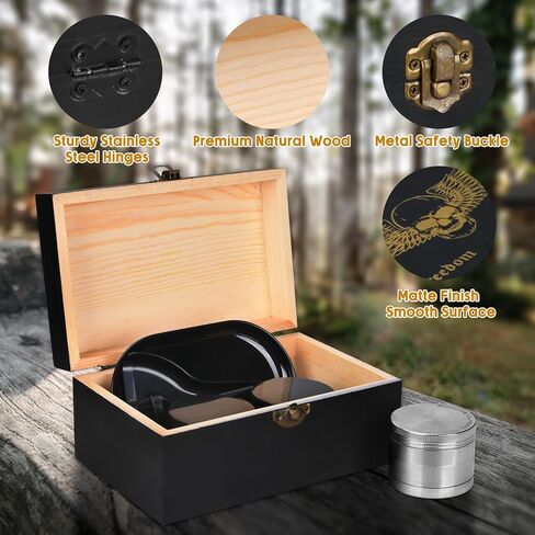 LANJEPMY Portable Vintage Bamboo Storage Box Tray Set with Hinged Lid Front Clasp, Decorative Box with All Accessories for Home, Great Gift Set in Saudi Arabia
