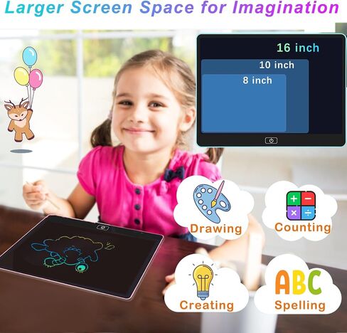 LCD Writing Tablet for Kids, 16 Inch Toddler Doodle Board Drawing Tablet, Educational and Learning Toys for Girls Boys, Christmas Birthday Gifts for Girls Boys 3 4 5 6 7 8 Year Old, Pink in Saudi Arabia