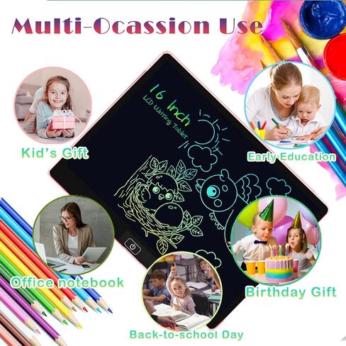 LCD Writing Tablet for Kids, 16 Inch Toddler Doodle Board Drawing Tablet, Educational and Learning Toys for Girls Boys, Christmas Birthday Gifts for Girls Boys 3 4 5 6 7 8 Year Old, Pink in Saudi Arabia