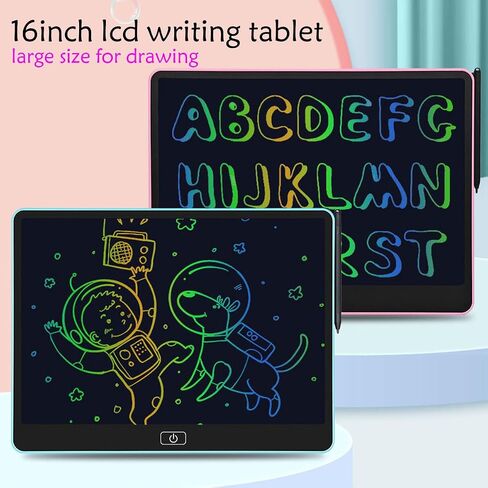 LCD Writing Tablet for Kids, 16 Inch Toddler Doodle Board Drawing Tablet, Educational and Learning Toys for Girls Boys, Christmas Birthday Gifts for Girls Boys 3 4 5 6 7 8 Year Old, Pink in Saudi Arabia
