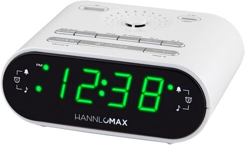 HANNLOMAX HX-158CR Alarm Clock Radio, FM Radio, 0.6" LED Display, 1 USB Port for 1A Charging & 1 USB Port for 2.4A Type-C Charging, AC Operation only (Pink) in Saudi Arabia