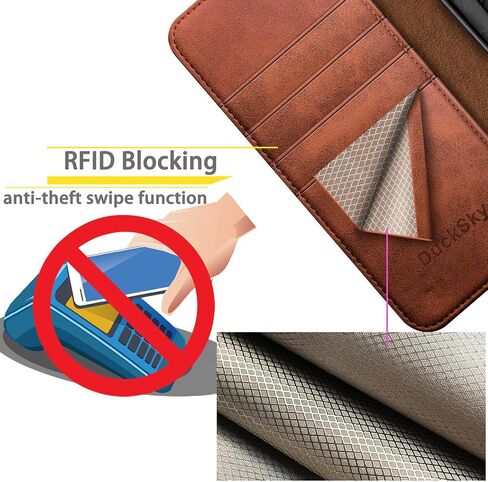 for Google Pixel 9 Pro XL 6.8" 5G Genuine Leather Wallet case【RFID Blocking】【4 Credit Card Holder】【Real Leather】 Flip Phone Cover Women Men for Pixel 9 Pro XL case Light Brown in Saudi Arabia
