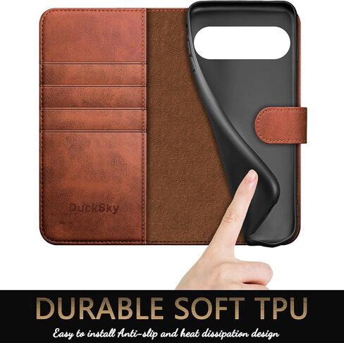 for Google Pixel 9 Pro XL 6.8" 5G Genuine Leather Wallet case【RFID Blocking】【4 Credit Card Holder】【Real Leather】 Flip Phone Cover Women Men for Pixel 9 Pro XL case Light Brown in Saudi Arabia