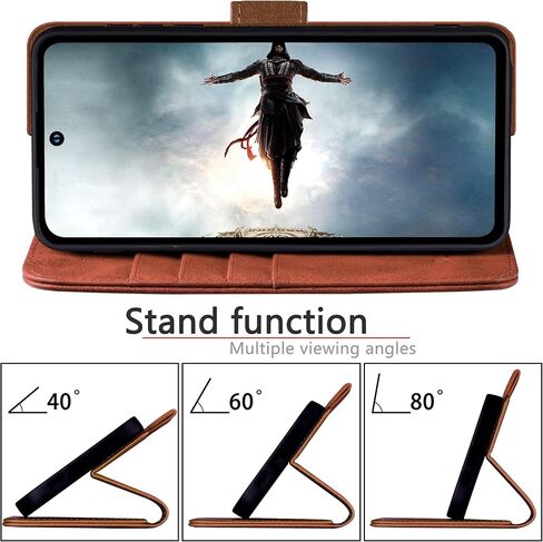 for Google Pixel 9 Pro XL 6.8" 5G Genuine Leather Wallet case【RFID Blocking】【4 Credit Card Holder】【Real Leather】 Flip Phone Cover Women Men for Pixel 9 Pro XL case Light Brown in Saudi Arabia
