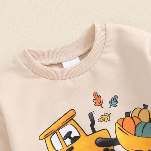FYBITBO Infant Baby Boys Fall Winter Clothes Pumpkin Tractor Sweatshirt Long Sleeve Shirt Pants Toddler Halloween Outfits in Kuwait