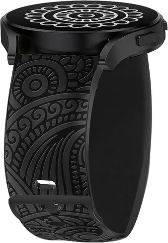 Vivomove Trend Bands, Lamshaw 20mm Soft Silicone Boho Engraved Fall Floral Sport Silicone Fancy Designer Flower Strap Replacement Straps Garmin Venu Sq 2/Venu Sq/Venu/Venu 2 Plus/Approach S12/Approach S40/Approach S42/D2 Air/Forerunner 245/Forerunner 55/F in Saudi Arabia