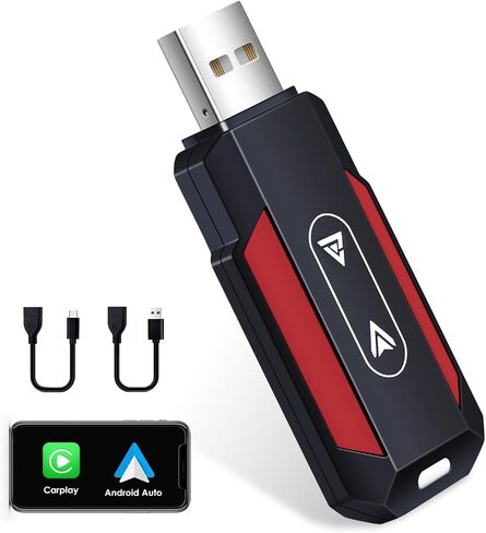 محول Carplay & Android auto 2 في 1، محول بلوتوث للتوصيل والتشغيل، تحويل سلكي إلى دونجل Carplay لاسلكي، مع USB-A وUSB-C، مناسب للسيارة carplay السلكية المدمجة/Android auto in Kuwait