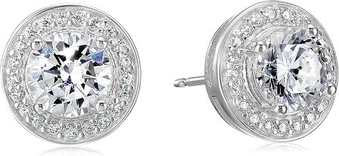 Amazon Essentials Rose Gold Over Sterling Silver Cubic Zirconia Halo Stud Earrings in Kuwait