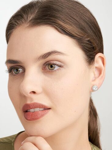 Amazon Essentials Rose Gold Over Sterling Silver Cubic Zirconia Halo Stud Earrings in Kuwait
