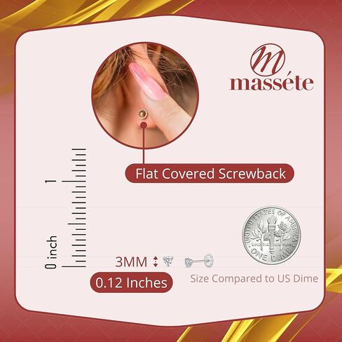 14k Yellow Gold 3 Prong Martini Simulated Diamond Stud Earrings Tiny for Baby or Multiple Piercings Screwback in Kuwait