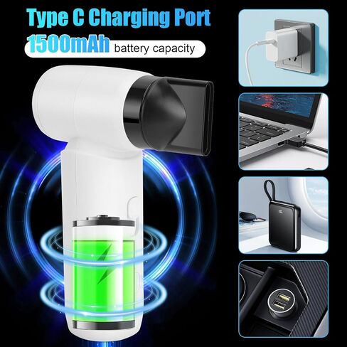 Electric Air Duster, 80000RPM Stepless Speed Adjustable Jet Dry Blower Portable Handheld Turbo Mini Fan for Car Home Office Travel (Ejoyous6stunmae54-11) in Saudi Arabia