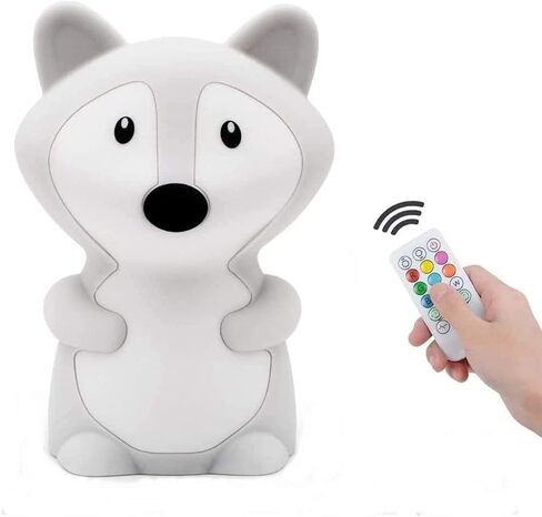 Animal-Shaped Night Light, Rechargeable LED Soft Silicone (BPA Free) Bedside Lamp for Children/Adults, Adjustable Brightness and 9 Colors by Touch Control & Remote Control (Big Fox) in Saudi Arabia