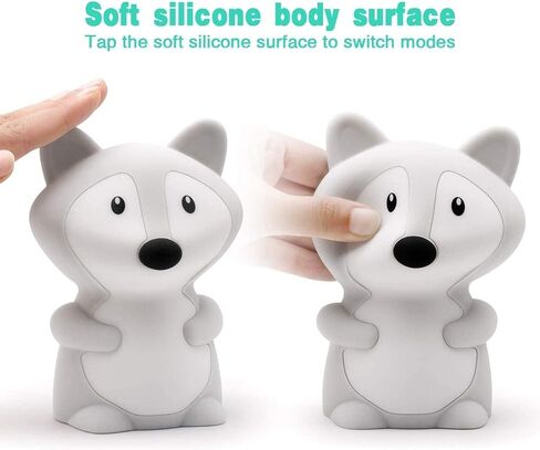 Animal-Shaped Night Light, Rechargeable LED Soft Silicone (BPA Free) Bedside Lamp for Children/Adults, Adjustable Brightness and 9 Colors by Touch Control & Remote Control (Big Fox) in Saudi Arabia