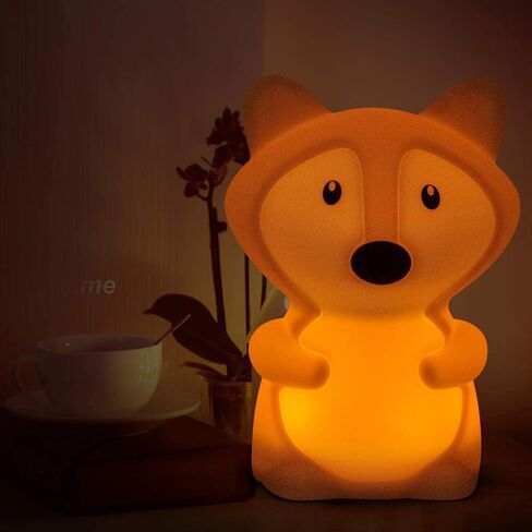 Animal-Shaped Night Light, Rechargeable LED Soft Silicone (BPA Free) Bedside Lamp for Children/Adults, Adjustable Brightness and 9 Colors by Touch Control & Remote Control (Big Fox) in Saudi Arabia