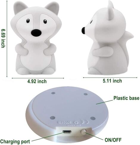 Animal-Shaped Night Light, Rechargeable LED Soft Silicone (BPA Free) Bedside Lamp for Children/Adults, Adjustable Brightness and 9 Colors by Touch Control & Remote Control (Big Fox) in Saudi Arabia