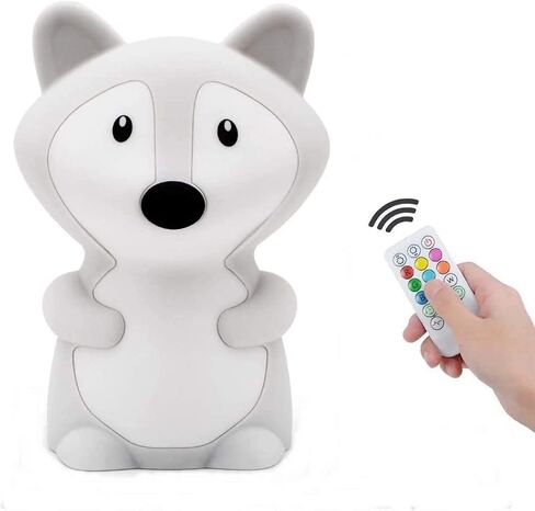 Animal-Shaped Night Light, Rechargeable LED Soft Silicone (BPA Free) Bedside Lamp for Children/Adults, Adjustable Brightness and 9 Colors by Touch Control & Remote Control (Big Fox) in Saudi Arabia