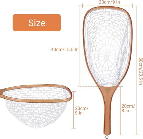 Fly Fishing Net Trout Net, Soft Mesh Fishing Net, Fish Landing Net with Safety Rope Lanyard, Lightweight Catch and Release Net for Trout, Bass in Kuwait