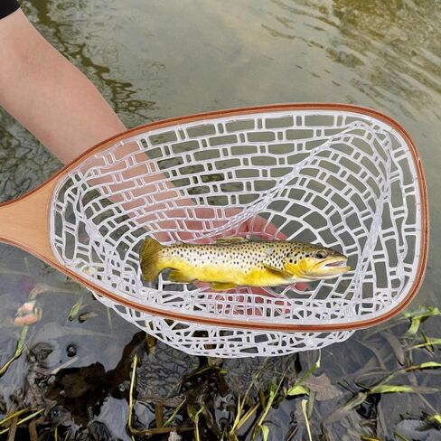 Fly Fishing Net Trout Net, Soft Mesh Fishing Net, Fish Landing Net with Safety Rope Lanyard, Lightweight Catch and Release Net for Trout, Bass in Kuwait