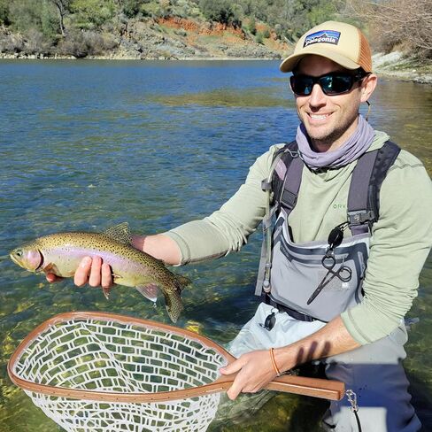 Fly Fishing Net Trout Net, Soft Mesh Fishing Net, Fish Landing Net with Safety Rope Lanyard, Lightweight Catch and Release Net for Trout, Bass in Kuwait