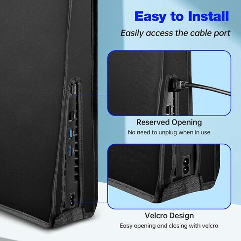 غطاء غبار WAOYER لجهاز PS5 Slim Disc/الإصدار الرقمي، جراب واقٍ مقاوم للغبار ومضاد للخدش لملحقات Playstation 5 Slim - أسود in Kuwait