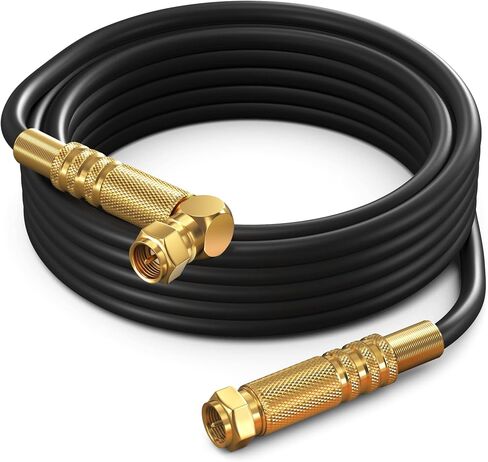 Maximm RG6 COAXIAL Cable with Angled-to-Angled Connectors - Quad Shielded, 3ft White Non-Oxygen Copper Cable Wire for TV, Internet in Saudi Arabia
