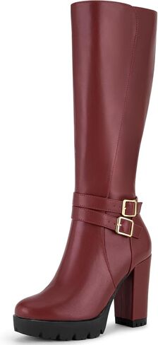 Perphy Round Toe Platform Chunky Heels Knee High Boots for Women in Saudi Arabia