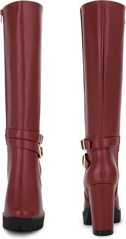 Perphy Round Toe Platform Chunky Heels Knee High Boots for Women in Saudi Arabia