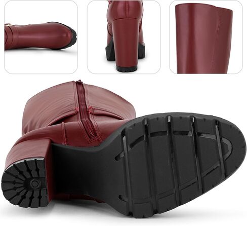 Perphy Round Toe Platform Chunky Heels Knee High Boots for Women in Saudi Arabia