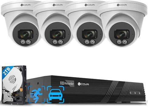 Wired Security Camera System Outdoor, 8X 5MP 110° Wide View Angle IP67 Dome IP Camera with Audio, 4K 8 CH NVR 2TB HDD, AI Human Vehicle Detection & Night Vision, 24/7 Recording, LY97SA5M0808 in Saudi Arabia
