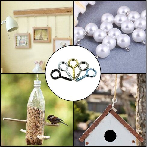 ECKJ Screw Eye 60 Pieces Black Zinc Plated Metal Eye Bolt Eye Shape Screw Hooks Self Tapping Screws Hooks O Ring Small Eye Pin 1 Inch in Kuwait