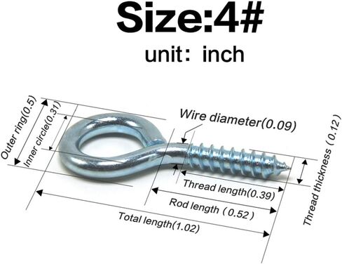 ECKJ Screw Eye 60 Pieces Black Zinc Plated Metal Eye Bolt Eye Shape Screw Hooks Self Tapping Screws Hooks O Ring Small Eye Pin 1 Inch in Kuwait