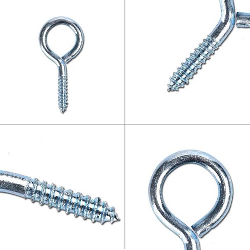 ECKJ Screw Eye 60 Pieces Black Zinc Plated Metal Eye Bolt Eye Shape Screw Hooks Self Tapping Screws Hooks O Ring Small Eye Pin 1 Inch in Kuwait
