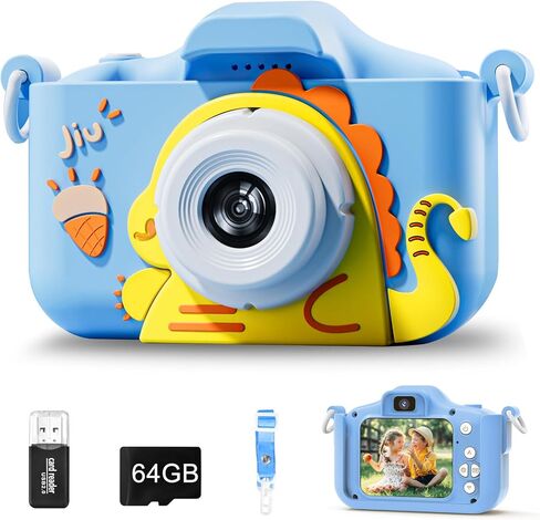 Kids Camera, Digital Camera for Girls with 64G SD Card, 48 MP HD 1080P IPS Screen Dual Selfie Digital Toddler Video Camera Toy for Kids, Great Christmas Birthday Gift for Boys and Girls in Saudi Arabia