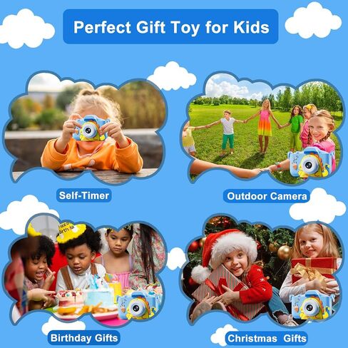Kids Camera, Digital Camera for Girls with 64G SD Card, 48 MP HD 1080P IPS Screen Dual Selfie Digital Toddler Video Camera Toy for Kids, Great Christmas Birthday Gift for Boys and Girls in Saudi Arabia