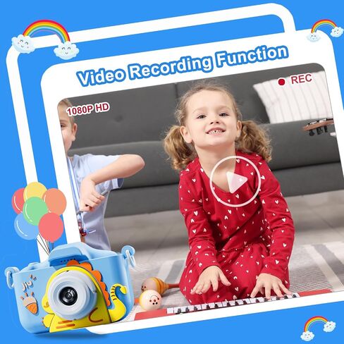 Kids Camera, Digital Camera for Girls with 64G SD Card, 48 MP HD 1080P IPS Screen Dual Selfie Digital Toddler Video Camera Toy for Kids, Great Christmas Birthday Gift for Boys and Girls in Saudi Arabia