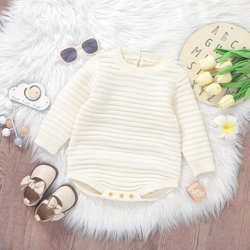 Newborn Baby Girl Boy Knitted Romper Sweater Long Sleeve Knit Oversized Bodysuits Sweatshirt Fall Winter Clothes in Saudi Arabia