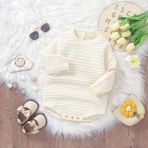 Newborn Baby Girl Boy Knitted Romper Sweater Long Sleeve Knit Oversized Bodysuits Sweatshirt Fall Winter Clothes in Saudi Arabia