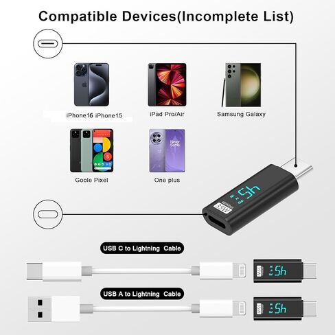 محول شحن iPhone USB-C، موصل USB C معتمد من MFi ذكر إلى موصل Lightning أنثى من النوع C إلى 8 Pin PD محول شحن سريع ومزامنة البيانات لهاتف iPhone 16 16 Pro Max 16 Plus iPad Galaxy Pixel in Kuwait