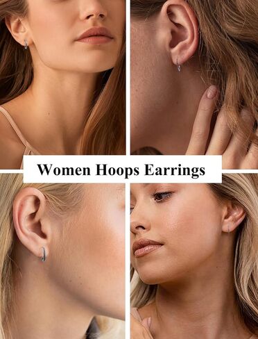 925 Sterling Slver Hoop Earrings-Halo Huggie Earrings Birthstone Hoops Jewelry Gift fr Women in Kuwait