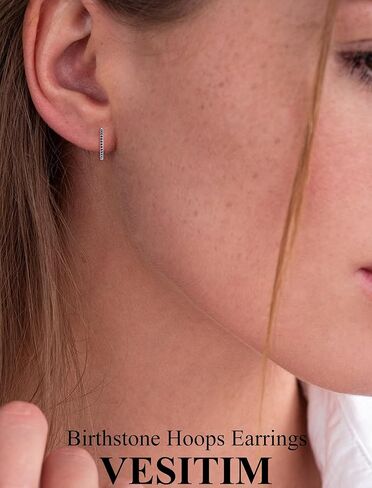 925 Sterling Slver Hoop Earrings-Halo Huggie Earrings Birthstone Hoops Jewelry Gift fr Women in Kuwait