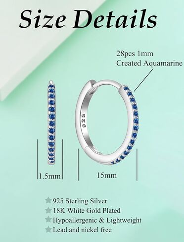 925 Sterling Slver Hoop Earrings-Halo Huggie Earrings Birthstone Hoops Jewelry Gift fr Women in Kuwait