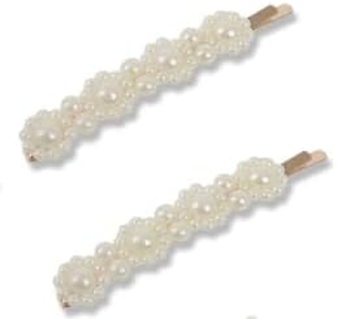 2Pcs White Pearl Hair Clips Large Hair Clips Pins Barrette Ties Hairpins for Woman Girls Headwear Sweet Hair Accessories Fashion Cute Hair Clips Hair Accessories (B) in Saudi Arabia