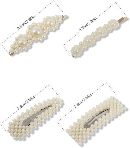 2Pcs White Pearl Hair Clips Large Hair Clips Pins Barrette Ties Hairpins for Woman Girls Headwear Sweet Hair Accessories Fashion Cute Hair Clips Hair Accessories (B) in Saudi Arabia