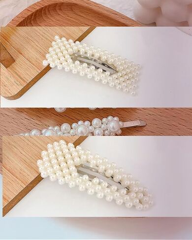 2Pcs White Pearl Hair Clips Large Hair Clips Pins Barrette Ties Hairpins for Woman Girls Headwear Sweet Hair Accessories Fashion Cute Hair Clips Hair Accessories (B) in Saudi Arabia