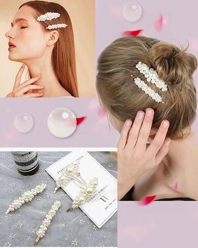 2Pcs White Pearl Hair Clips Large Hair Clips Pins Barrette Ties Hairpins for Woman Girls Headwear Sweet Hair Accessories Fashion Cute Hair Clips Hair Accessories (B) in Saudi Arabia